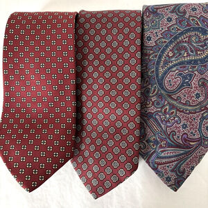 Silk Necktie Tie Lot of 3 3.5x56” Brooks Brothers Paul Stuart Paisley Geometric
